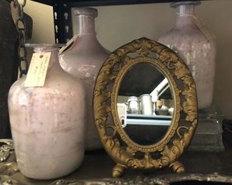 Marbled Mercury Bottles, Decorative Mirror