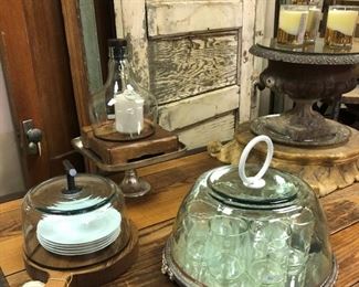 Barcelona Dome, S/P Tray, Plates, Med Silver Stand, Sml Cloche, Brasserie Dome