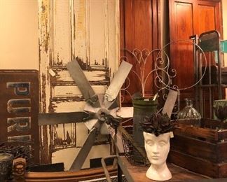 Industrial Metal Propeller, Vintage/Antique Reimagined...Doors, Signage, Carts and Tables, White Chippy Door,