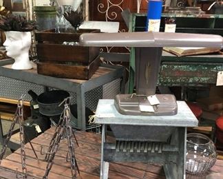 Chain Link Easel Table Top, Farm Equipment, Vtg Desk Lamp