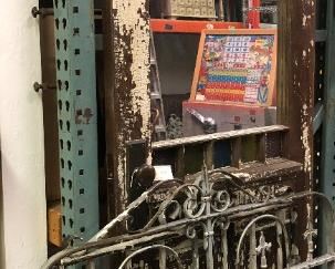 Chippy Door w Mirror, Vtg Iron Gates