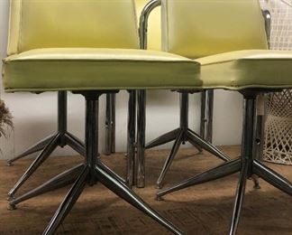 4 Vintage Yellow Chiffon and Chrome Chairs