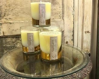 Mother Lode Candles, Cast Iron Urn, Wood Pedestal, Glass Plate