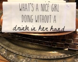 "What's a Nice Girl Doing Without a Drink in Her Hand" Towel