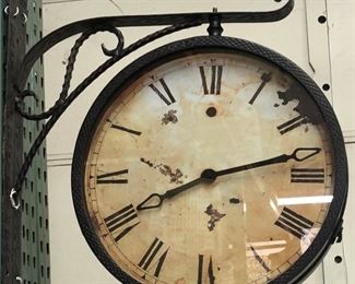 Double-Sided Reproduction Metal Clock w Brackets