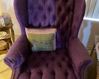 2 beautiful purple velvet club chairs