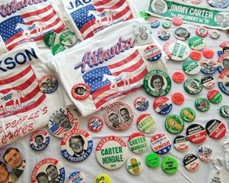 Jimmy Carter 1976 Political Buttons & 1988 Democratic Convention Shirts