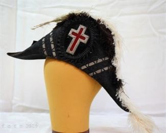 Antique Knights Templar Admiral Hat with Ostrich Feathers