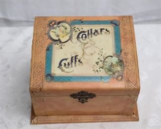 Antique Victorian Collar/Cuffs Box-Celluloid Top