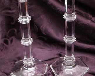 Vintage Tiffany & Co glass candle holder set