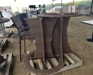 (2) Outdoor Bar Height Tables With 1 Chair