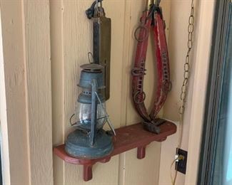 Vintage Lamp, Scales & Horse Collar