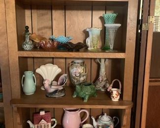Rosewood, Hull and McCoy Pottery along with Fenton Glassware