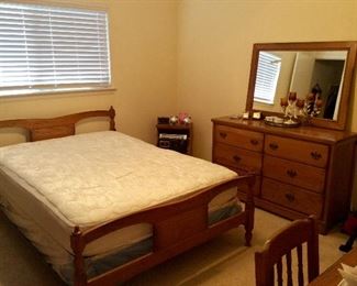 Bedroom # 2 has full size bed, one night stand, small size dresser with mirror, small desk and chair. Perfect for your grade or middle schooler, the entire set can be had for $440.00 discounted price , individual prices are on following pictures