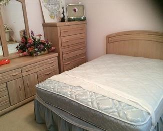 Bedroom # 3 Friday update bed and chest of drawers is sold. OVaughan of Virginia washed pine. Could be painted. This room has a queen size bed, one night stand, chest of drawers and dresser with mirror. The discounted price for all is $650.00, individual prices are on following pictures