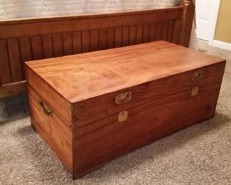 Antique camphor chest with brass hardware