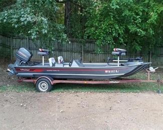 Fisher 16' fishing boat with trailer.  Aluminum hull and decks. Mariner 40 hp 4-cylinder 2-cycle outboard.  Two depth/fish finders.  Minn Kota 'Edge' 70 lb thrust trolling motor.