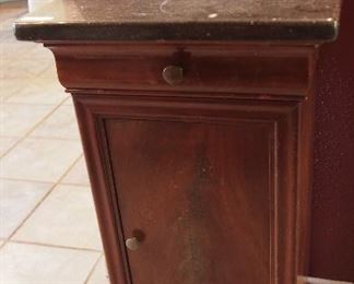 Marble Top Antique Pedestal w/ door and storage