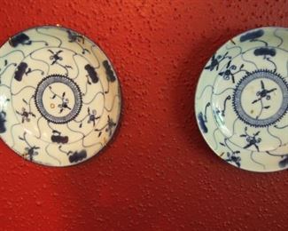 Pr. Vintage Oriental Blue and White bowls