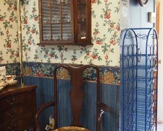 Pretty Wall Cabinet and Mahog. Chair