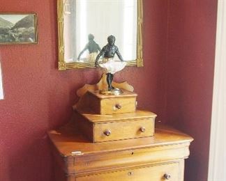 Sweet Antique Chest, Pretty Gilt Mirror, Vintage Blackamoor 