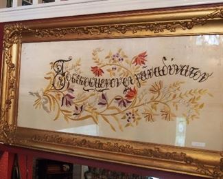 Framed Victorian era Embroidery (nice gilt frame)