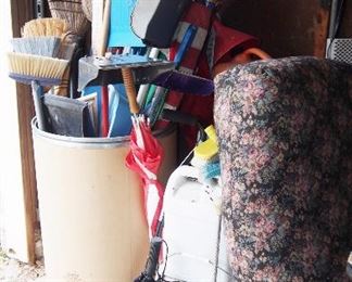 Brooms of all sorts and misc. dog items