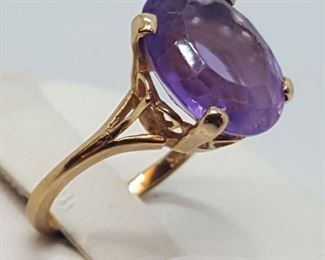 Jewelry Gold Amethyst Ring