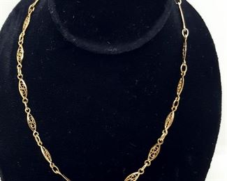 Jewelry Gold Necklace Filigree Link