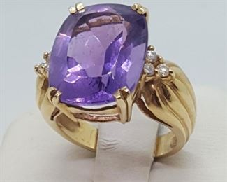 Jewelry Gold Ring Amethyst Diamond