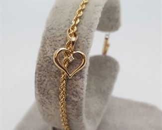Jewelry Gold Rope Heart Bracelet