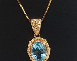 Jewelry Gold Topaz Diamond Drop Necklace A