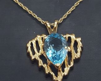 Jewelry Gold Topaz Heart Necklace