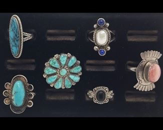 Jewelry Sterling NA Turquoise Rings Six