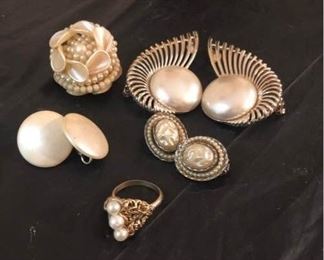 Pearl Like Earrings and Ring