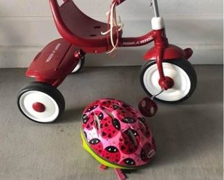 Red Radio Flyer Tricycle with Ladybug Helmet