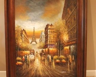 Large hand painted oil of Paris