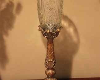 Gilded sconce with cut glass shade