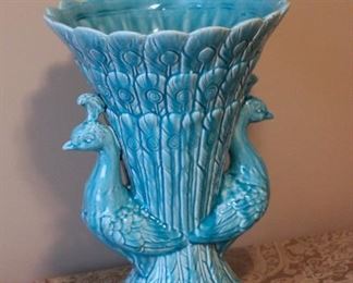 Peacock blue vase