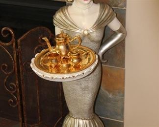 Statuesque tray holder girl