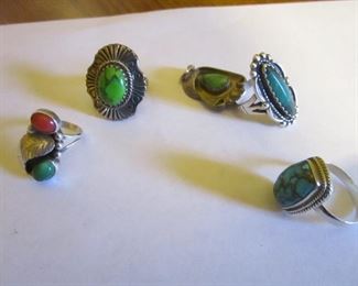 TURQUOISE AND SILVER RINGS