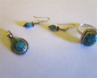 4 PIECE SET - TURQUOISE AND SILVER