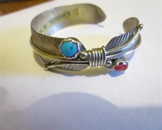 CUFF BRACKLET STERLING AND TURQUOISE