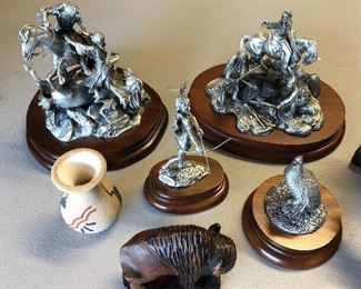 Chilmark pewter figurines with Native American theme.