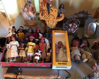 Lots of dolls and other items with Native American theme.