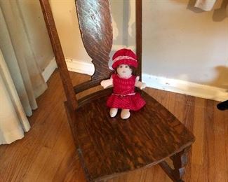 Rocking chair for a child.