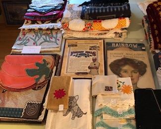 Sampling of linens, textiles.