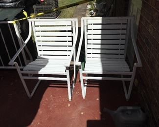 Patio outside den - vintage metal chairs