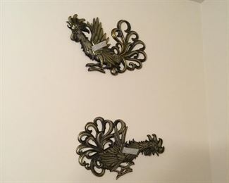 Rooster, metal set of 2