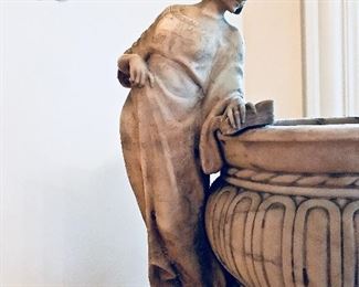 A RARE ITALIAN ANTIQUE LIGHTED MARBLE STAND WITH A LADY IN THE WELL: Height 55 x Width 15 inches.
